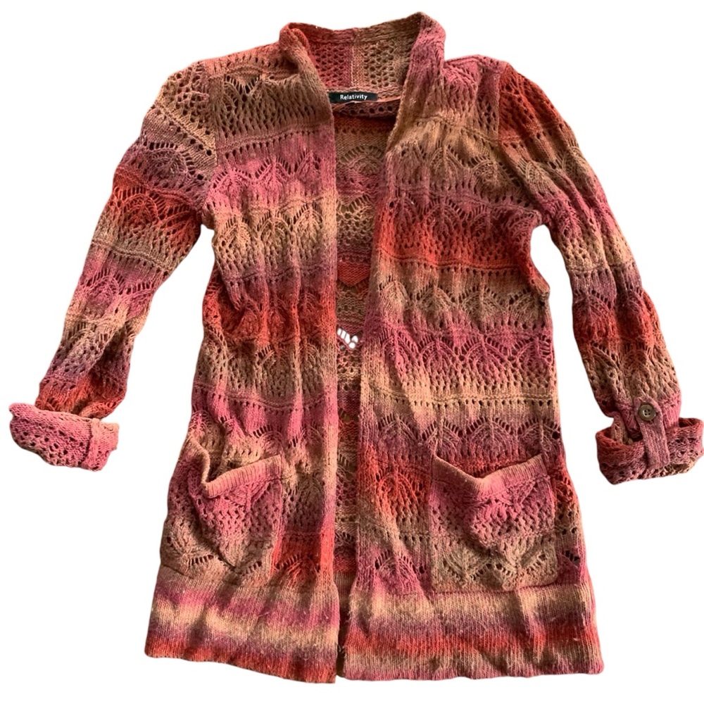 Relativity Knit Acrylic Cut Out Cardigan Women’s